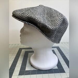 Kangol Flat Cap Small Marbled Gray Wool Herringbone 504 Gatsby Newsboy